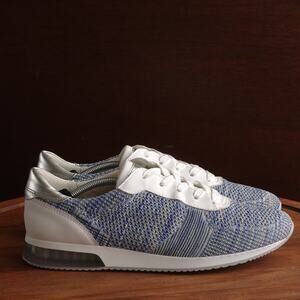 Ara Sneakers Womens SZ UK 7.5 US 10 Blue Leigh Aqua Woven Lace Up Walking Shoes